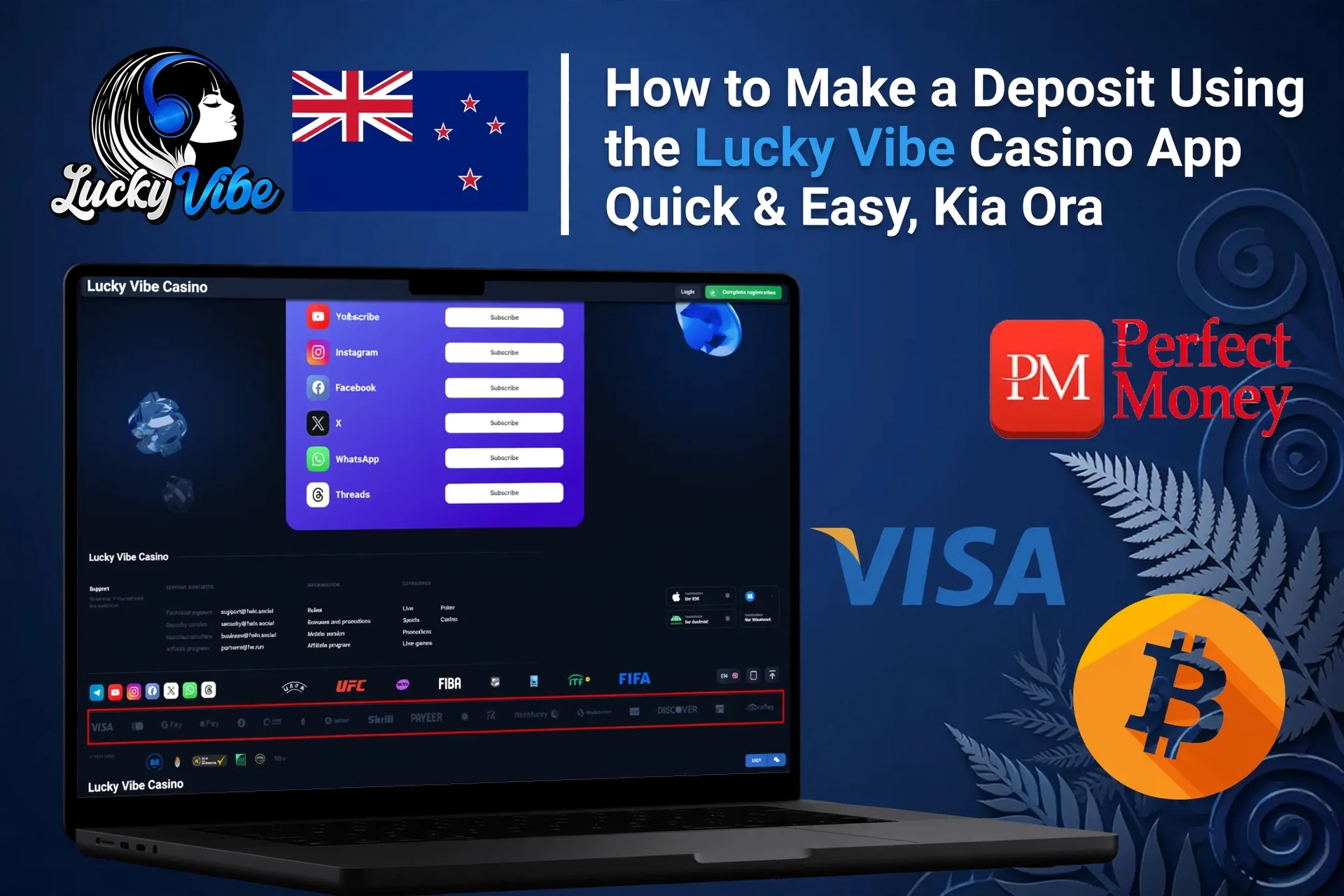 Registration process on the Lucky Vibe Casino mobile app with social login options