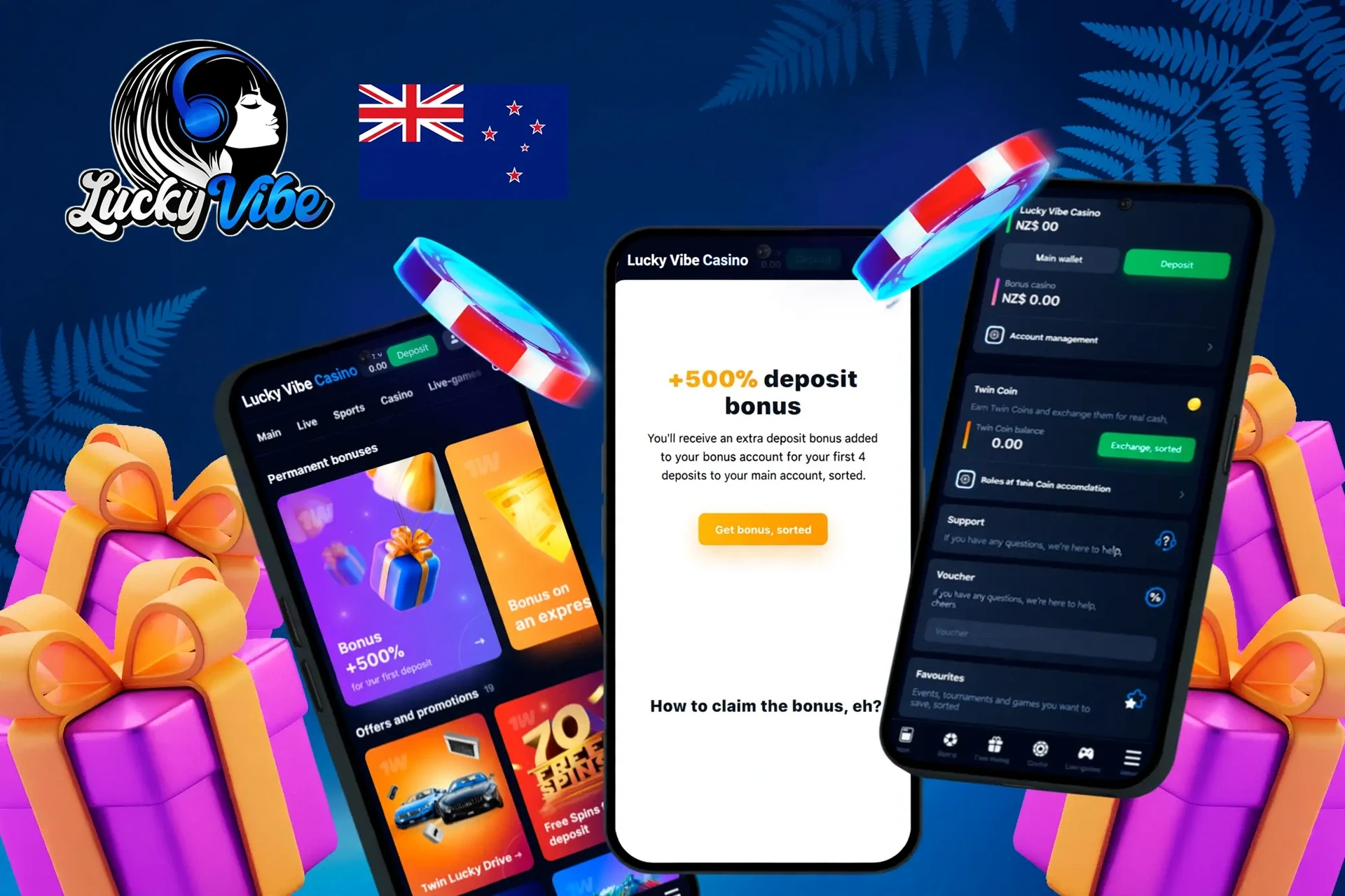 app showing instructions to claim a first deposit bonus on mobile with colorful gaming elements