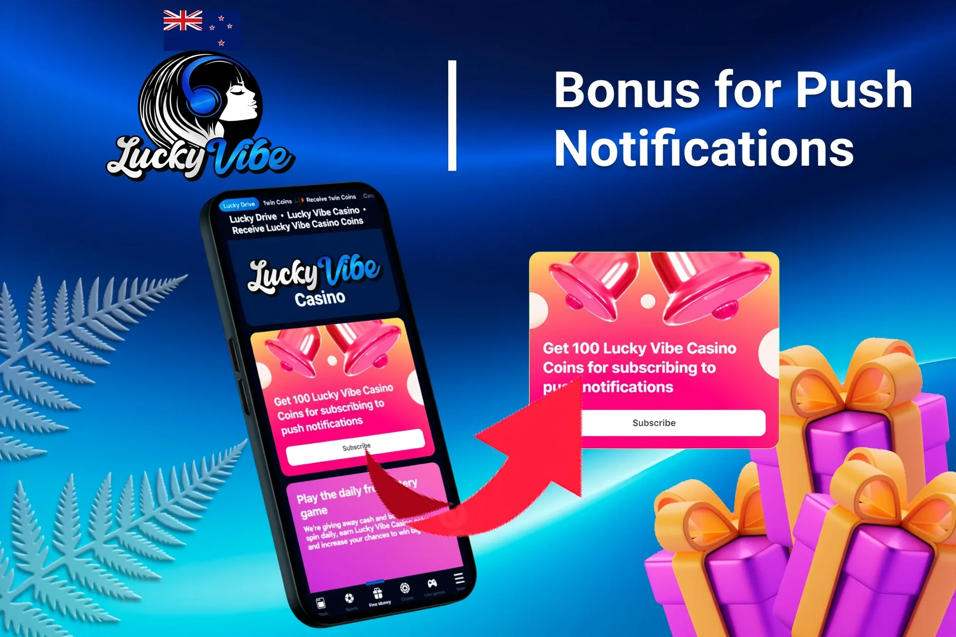 mobile app showing bonus offers and promotions with coins and poker-related graphics